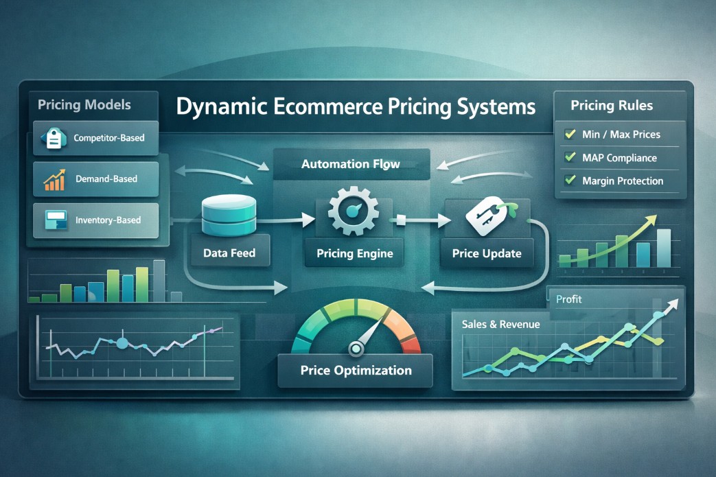 tgndata dashboard visualizing dynamic pricing strategy for ecommerce with pricing models, rules, and automated price optimization flows