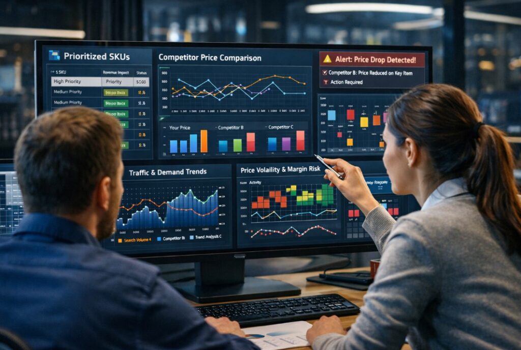 SKU prioritization dashboard for competitive price monitoring